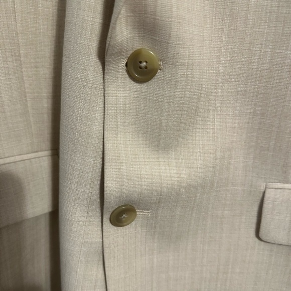 Chaps Mens 2 Button Blazer Sportcoat Sz 42L Cream Linen Style Career Preppy - Picture 9 of 11